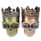 King Crowned Skull Tobacco Pipe Herb Grinder 3 Piece - SmokingCats - Discreet Ship from Texas !