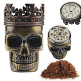 King Crowned Skull Tobacco Pipe Herb Grinder 3 Piece - SmokingCats - Discreet Ship from Texas !