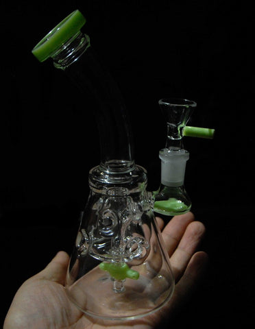 7.5" Green Thick Glass Water Pipe Recycler - SmokingCats - Discreet Ship from Texas !