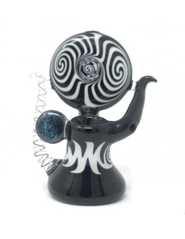 6" Black Swirling Glass bubbler Pipe - SmokingCats - Discreet Ship from Texas !