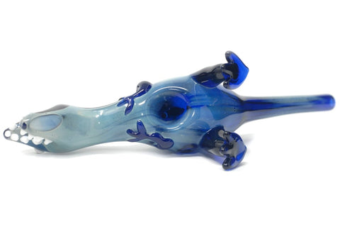 8" Blue Dinosaurs Glass Hand Pipe - SmokingCats - Discreet Ship from Texas !