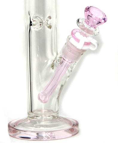 10" Pink Glass Cat Straight Neck Thick Glass Water Pipe