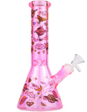 10" Pink Love Beaker Glass Bong Pipe