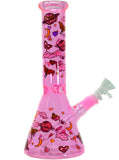 10" Pink Love Beaker Glass Bong Pipe