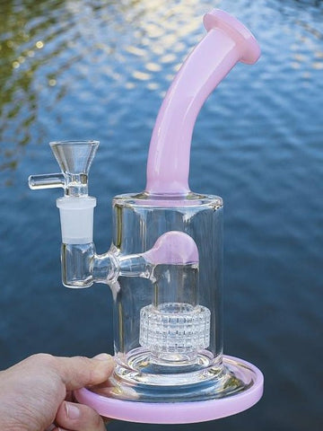 9" Pink Matric Percualter Glass Water Pipe - SmokingCats - Discreet Ship from Texas !