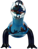 8" Blue Dinosaurs Glass Hand Pipe