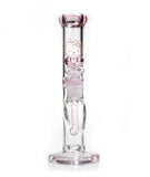 10" Pink Glass Cat Straight Neck Thick Glass Water Pipe