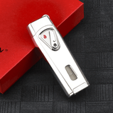 Jobon Dual Flames Jet Torch Cigar Lighter w/gift box Silver - SmokingCats - Discreet Ship from Texas !