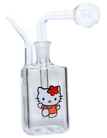 HEllo Kitty Glass Oil burner Water Pipe - SmokingCats - Discreet Ship from Texas !