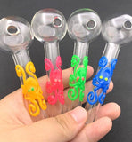 4" Glow in the dark Glass Oil Burner Pipe Bulk Discounts - SmokingCats - Discreet Ship from Texas !